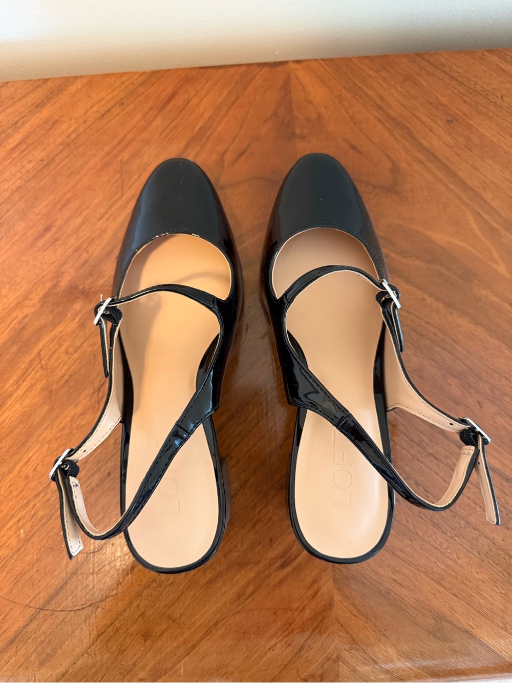 LOFT Black Patent Leather Mary Jane Slingback Heels